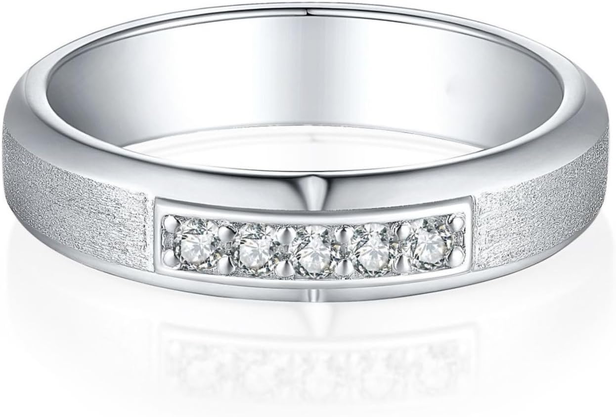 – Eternity Moissanite Ring for Men, 925 Sterling Silver Stackable Moissanite Engagement Ring, D Color VVS1 Moissanite Silver Wedding Band, Handmade Jewelry for Men Dad Boys Anniversary