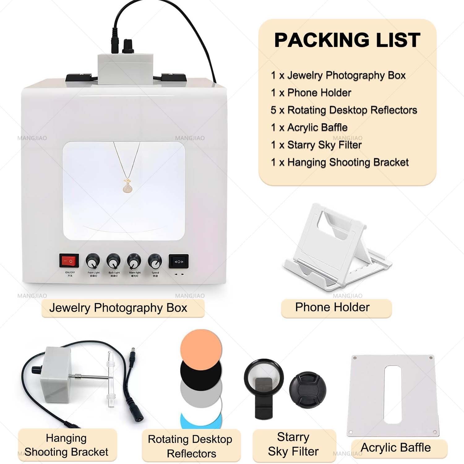 Scatola luminosa per studio fotografico, Softbox dimmerabile LED con piattaforma girevole per fotografia di gioielli e video di piccoli prodotti
