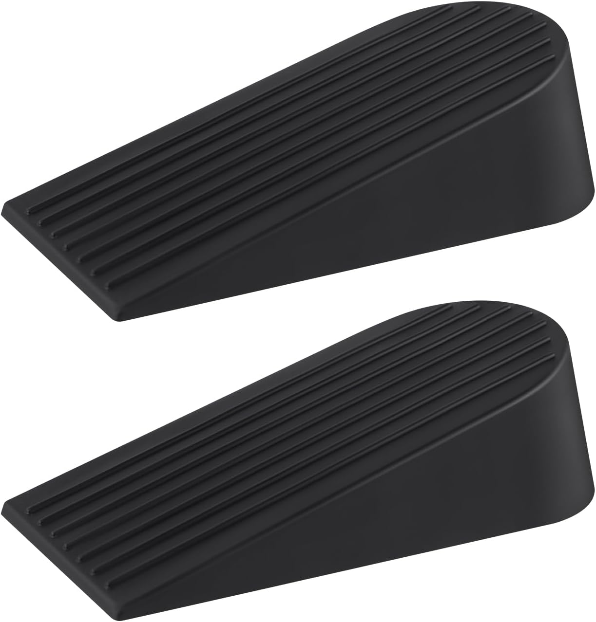 JZWBLILY Door Stoppers for Bottom of Door on Floor,Premium Rubber Door Stopper Wedge, Floor Sturdy Stackable Door Stops for Carpet Heavy Duty Door, Door Gaps (Big 2 Pack, Black)