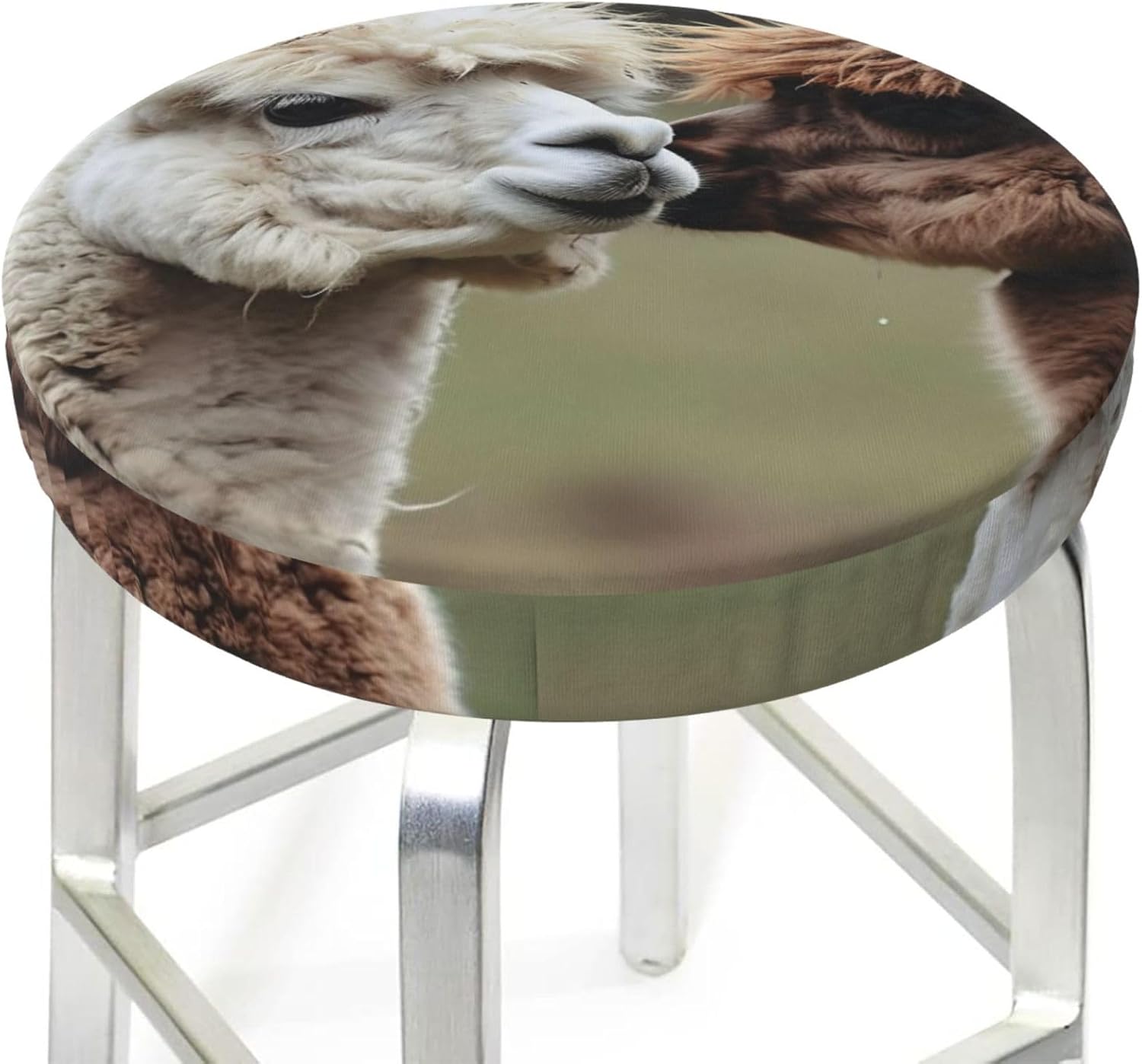 Bar Stool Cover Round Elastic Stool Cushion Covers Funny Alpaca Bar Chair Cover Washable Stool Cushion Slipcover Stretch Stool Seat Covers for 12-14 Inch Chair