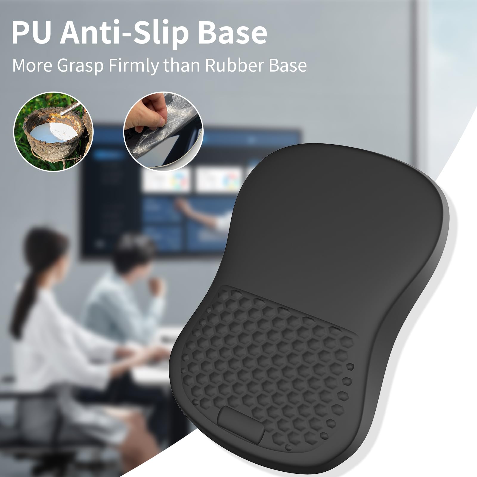 Tappetino Mouse Con Supporto Per Polso In Memory Foam – Base Antiscivolo, Pelle Morbida, Per Ufficio E Gaming (Nero) - 2
