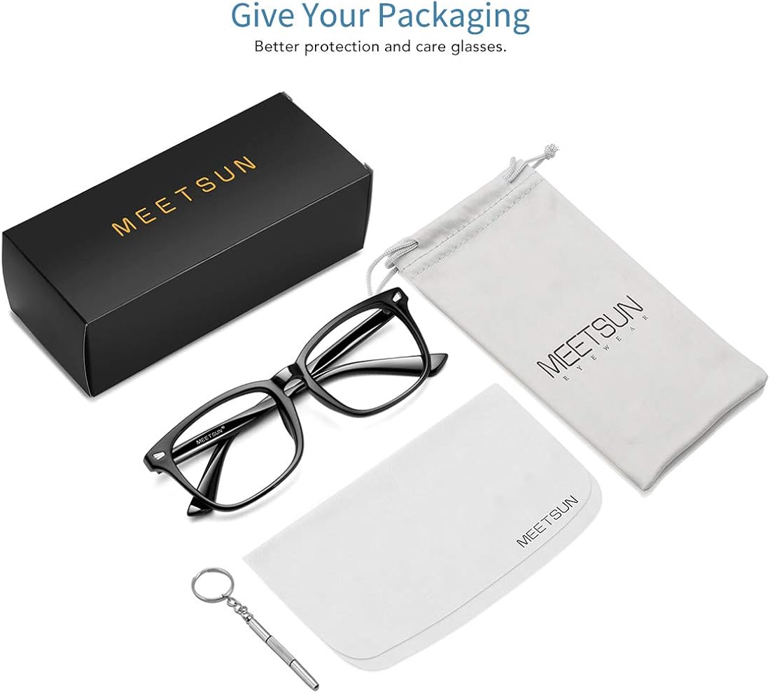MEETSUN Blue Light Blocking Glasses, Anti Eye Strain Headache (Sleep Better),Computer Reading Glasses UV400 Lens
