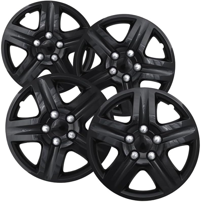Fuel Rider 16 inch Gloss Black ABS Hubcap Wheel Covers Compatible with 2006-2011 Chevy Impala (Set of 4) Wheelcovers for 16 inch Standard Steel Wheels- Auto Tire Cover Replacement Exterior Cap Cover