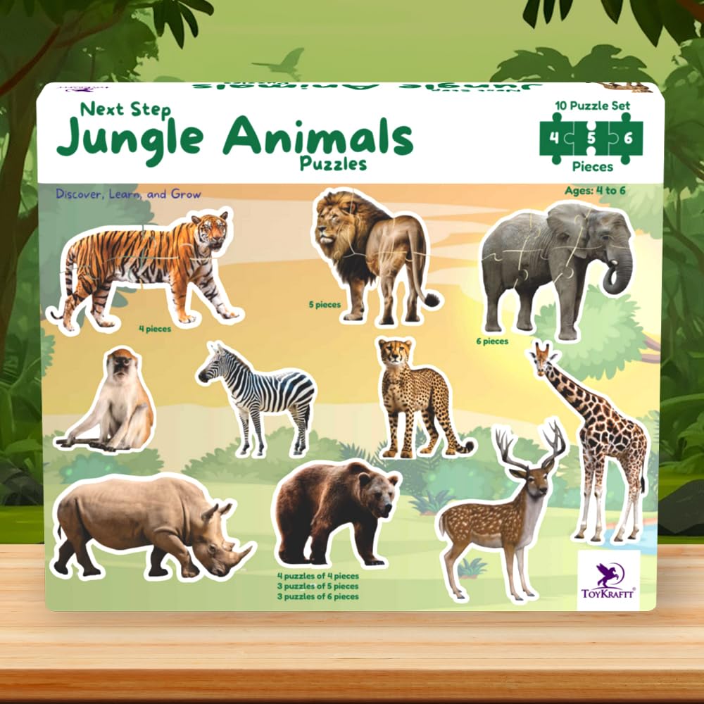 Toykraftt Jungle Animal Puzzles for Kids Aged 3 to 5 Year Olds| 4, 5, & 6 Piece Puzzles for Toddlers-picture-19
