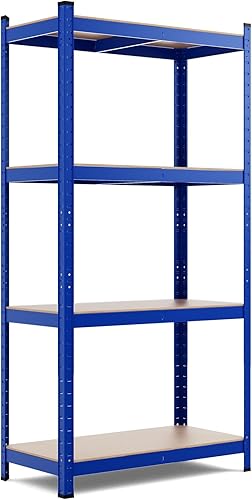 ERGOMASTER Estantes de almacenamiento de metal para garaje, estantería de garaje con 4 estantes ajustables y resistentes para despensa del almacén