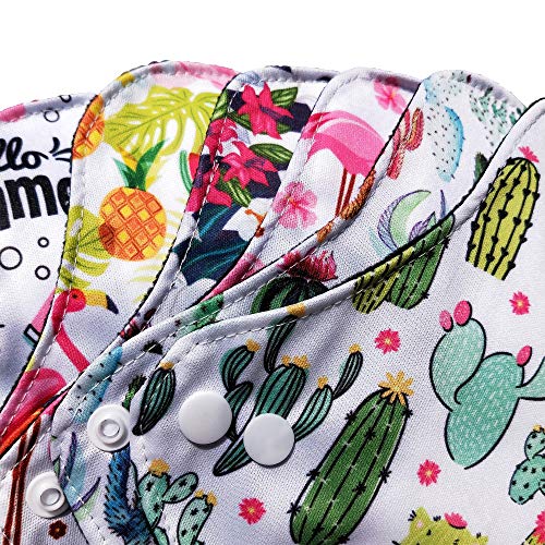 Image of 7PCS Pack Reusable Menstrual Pads Including 6PCS Cloth Sanitary Pads Mama Cloth Pad + 1PC Mini Wet Bag