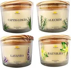 Kit 4 Velas Aromáticas Relax & Energia Naturais Aromas da Natureza