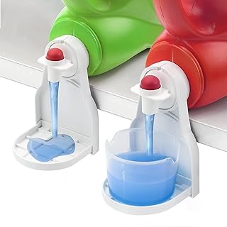 2 Pack Upgrade Laundry Detergent Cup Holder, Catcan Foldable Detergent Drip Catcher Fit for Most Economic Sized Softener Detergent Bottles, No More Mess or Leaks for Laundry Room(White)