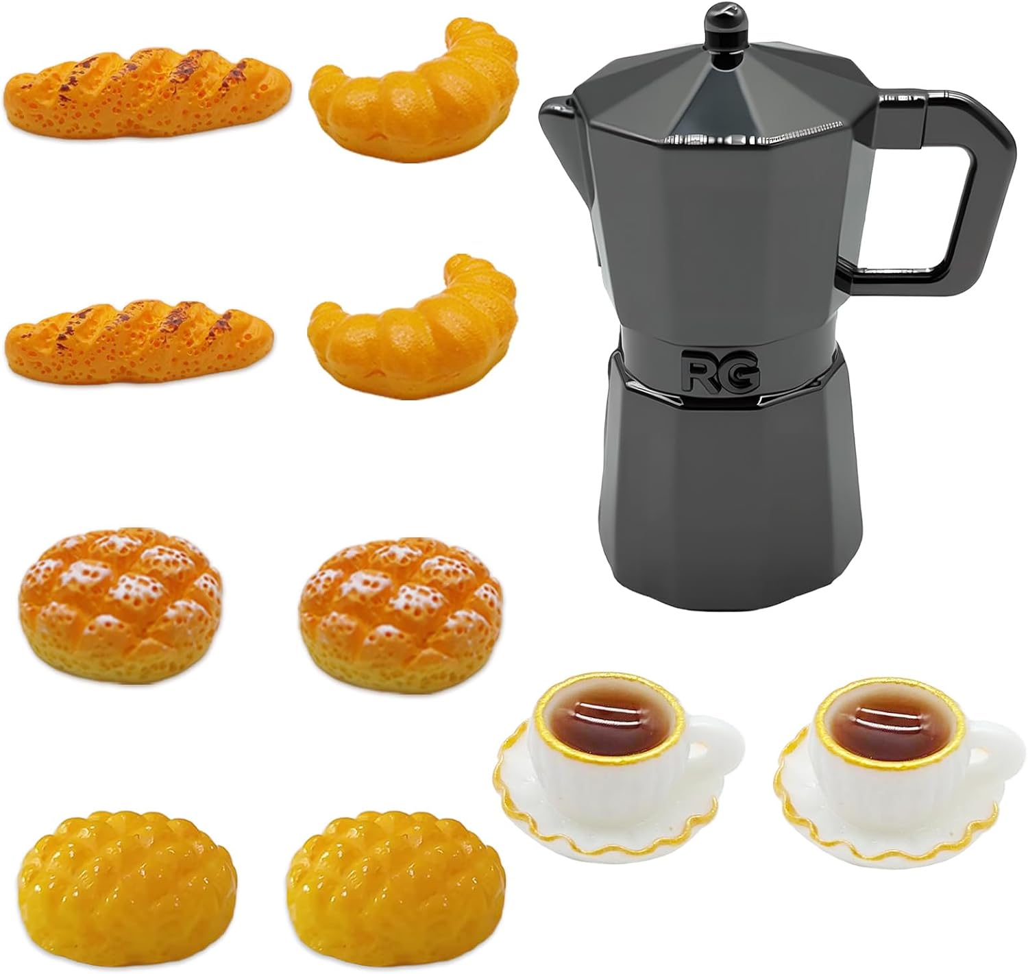 11 Pieces Gnome Accessories Gnome Accessories Miniature Bread Coffee Pot and Coffee Cups Miniature Breakfast Dollhouse Accessories DIY Christmas Gnome Kitchen Baking Set Christmas Bakery Small