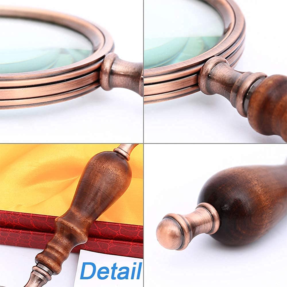 Loupe à Main Antique 10X Magnifyiglass Loupe en Verre Optique Magnifyiglass Aide à la Lecture Loupe pour Personnes âgées Readibooks Journal Learnif