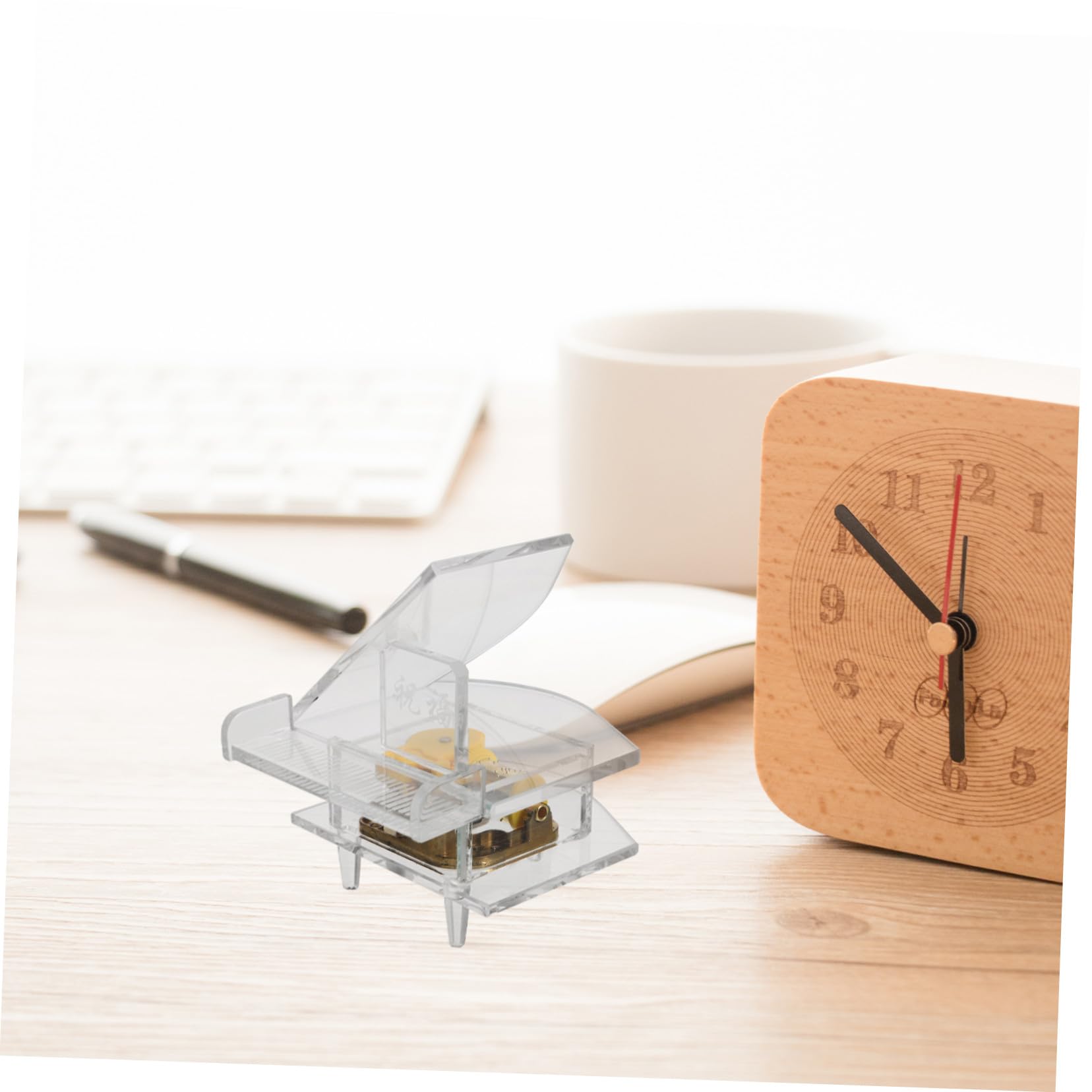 Toyvian Carillon in Vetro Forma di Pianoforte Miniatura Trasparente da Tavolo Decorazione per Interni Melodia Classica per Festival e Regali Speciali