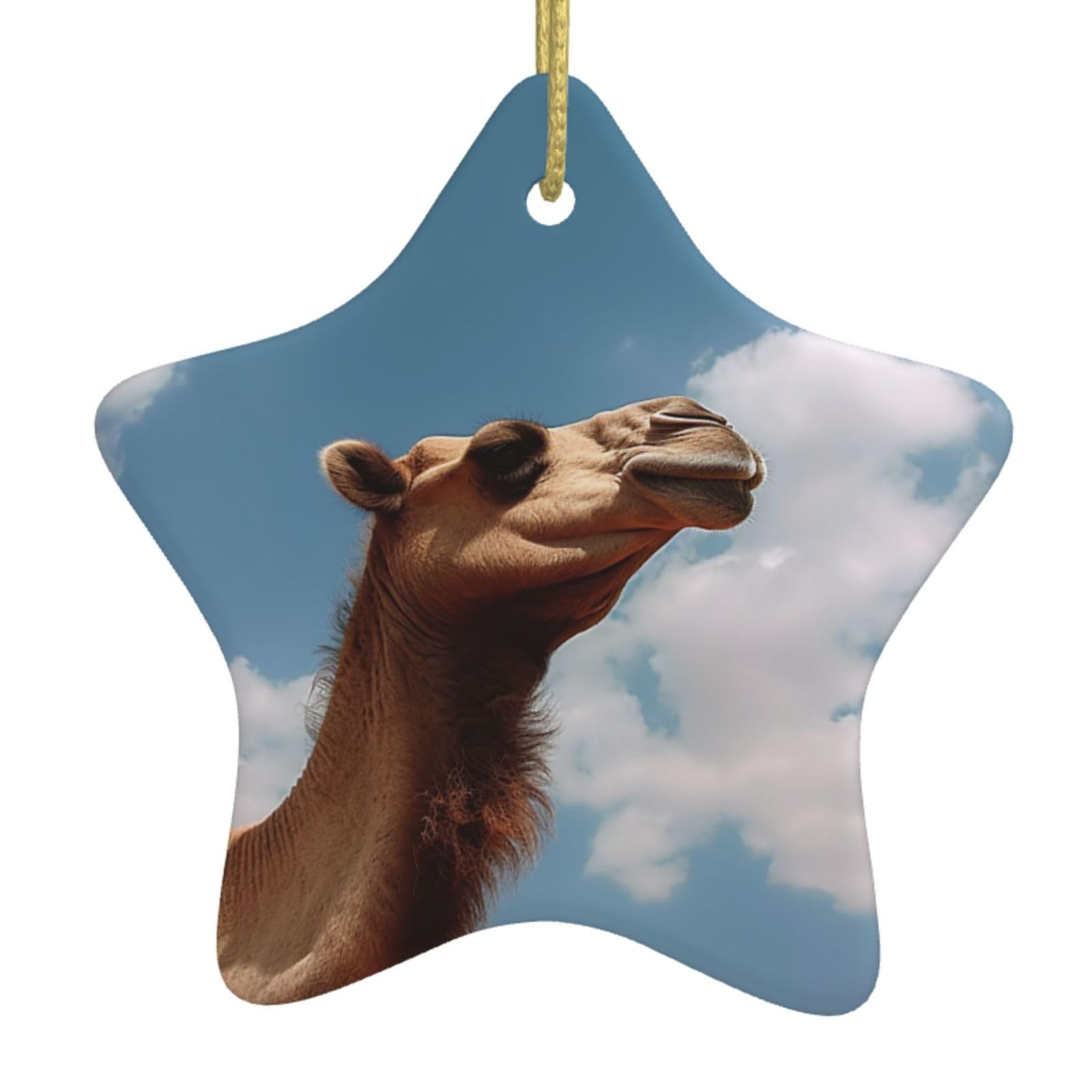 Ceramic Christmas Tree Hanging Ornaments with Gold Ropes Christmas Tree Decorations Star Ceramic Animal Pendant Keepsake Decorations for Holiday Xmas Gift Ideas