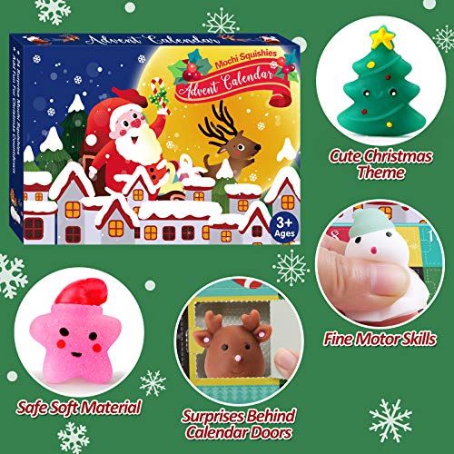 Christmas Advent Calendar 2020 Countdown Calendars Toys for Kids LUDILO Christmas Mochi Squishy Toys 24Pcs Different Cute Mochi Animals Relief Stress Toys Unique Advent Calendars for Girls Boys