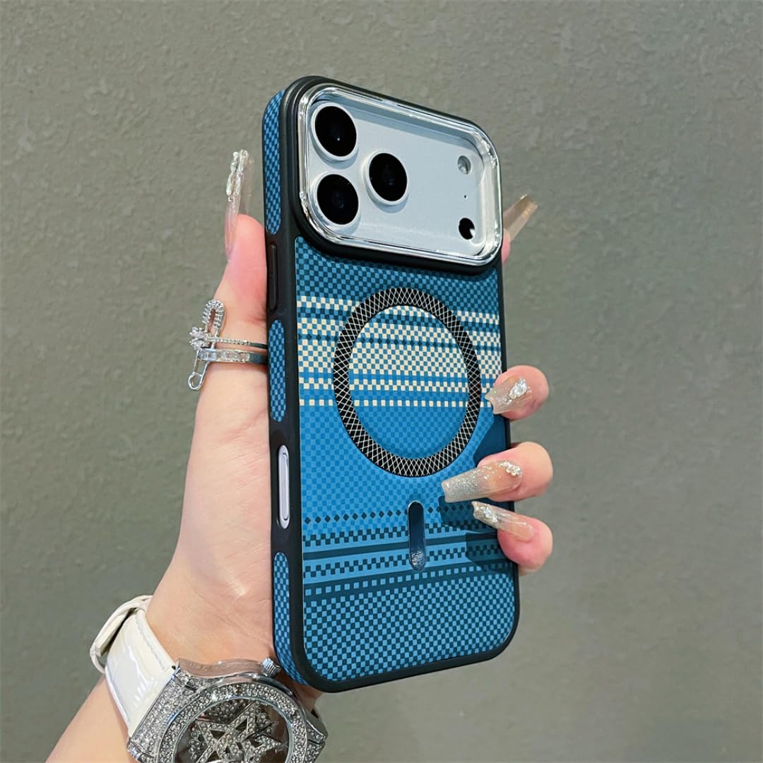 Coque iPhone 17 Pro Bleue à rayures magnétiques ultra-mince - 7