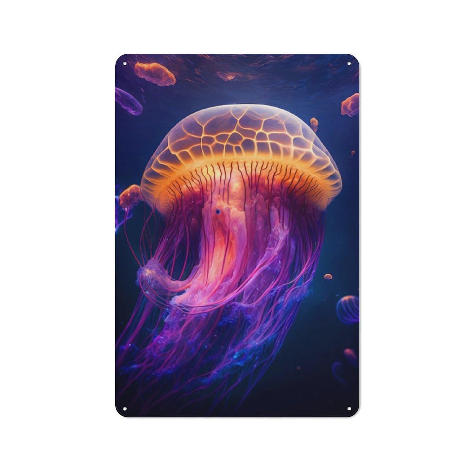 Industrial Jellyfish Decorative Metal Plaque 30x20cm, Studio Wall Art for Flat, Bar, Studio Or Gallery Wall