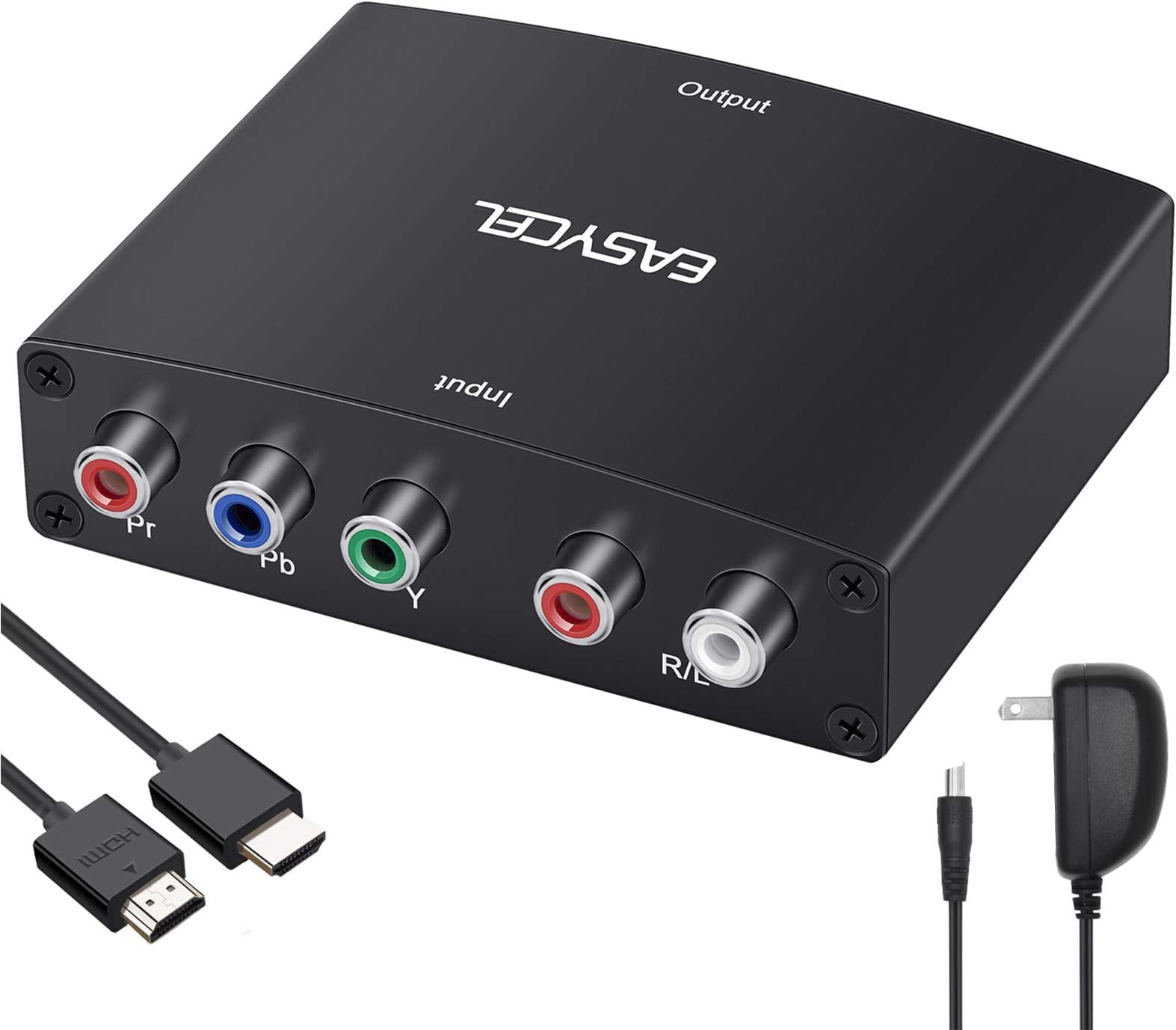 Component to HDMI Converter with 1.2 Meter HD Cable, 1080P 5RCA YPbPr to HDMI Converter