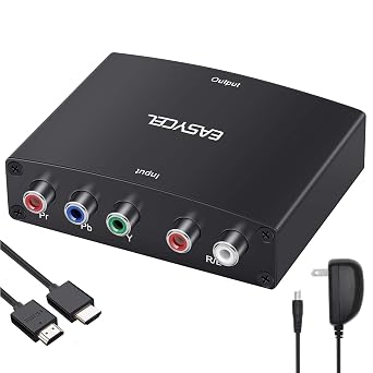 Component to HDMI Converter with 1.2 Meter HD Cable, 1080P 5RCA YPbPr to HDMI Converter
