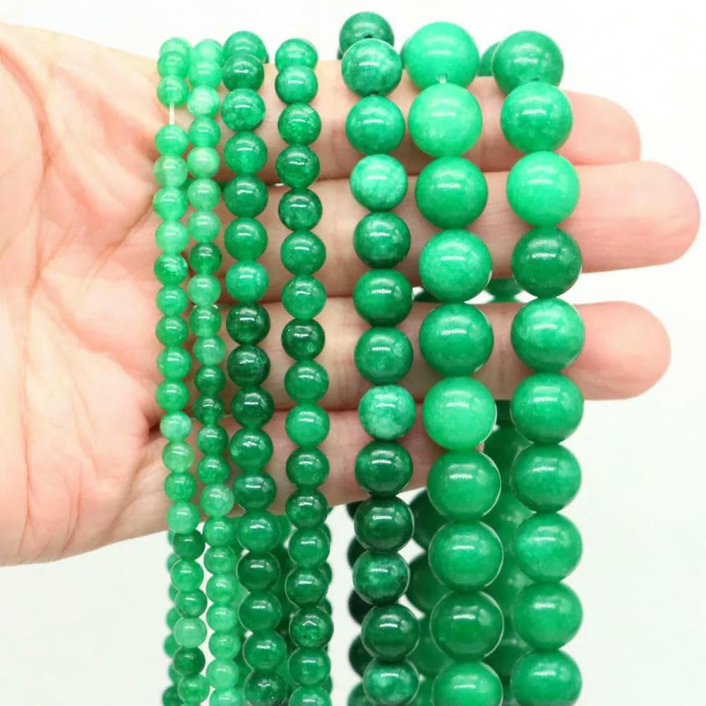 Cuentas redondas de piedra natural de 4, 6, 8 y 10 mm, jade verde, cuentas espaciadoras sueltas para la creación de pulseras, collares y joyería DIY. Accesorios para la elaboración de joyas. Apatita