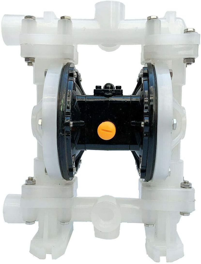 Air-Operated Diaphragm Pump Double Diaphragm Transfer Pump 1" Inlet/Outlet Engineering Plastics Diaphragm Pump for Strong Acid and Alkali, Corrosive Fluid 22GPM