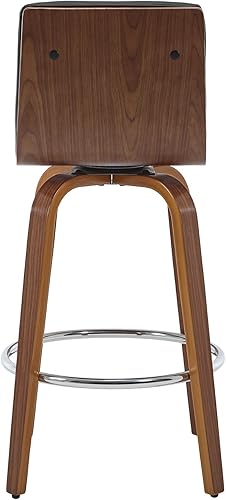 Miniatura 9 de Taburetes de bar de 26 pulgadas de altura de mostrador, taburetes giratorios de piel sintética con respaldos, respaldo en forma de L y asiento Negro