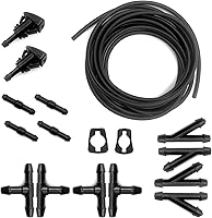 OSIFIT Windshield Washer Hose Kit: 5M Flexible Fluid Hose, 12 Connectors, 2 Fan Nozzles for Dodge, Chrysler, Jeep - Replace OEM 5116079AA