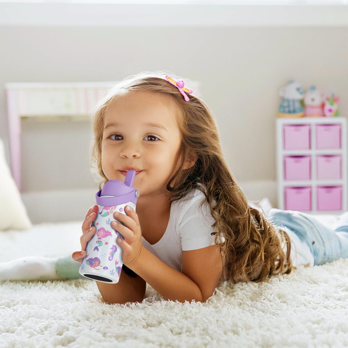 Mermaid Kids Water Bottle With Straw Lid 12oz Insulated Stainless Steel, Travel Tumbler, Gifts For Girls, Birthday, Christmas, Back To School - Image 7