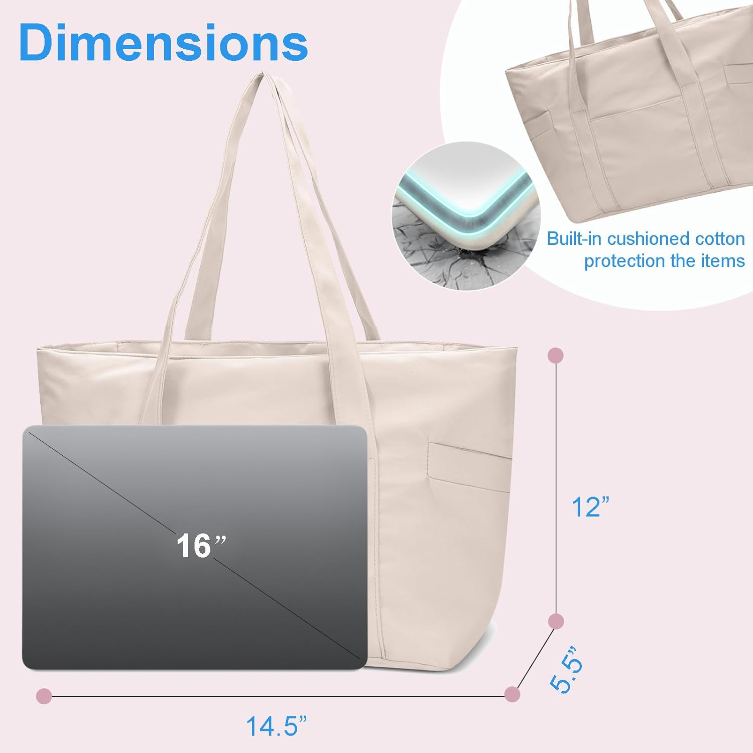 CTWWFS Tote Bag for Women, Travel Essentials Large Tote Bag with Zipper, Top Handle Handbag for Travel, Work - Image 7