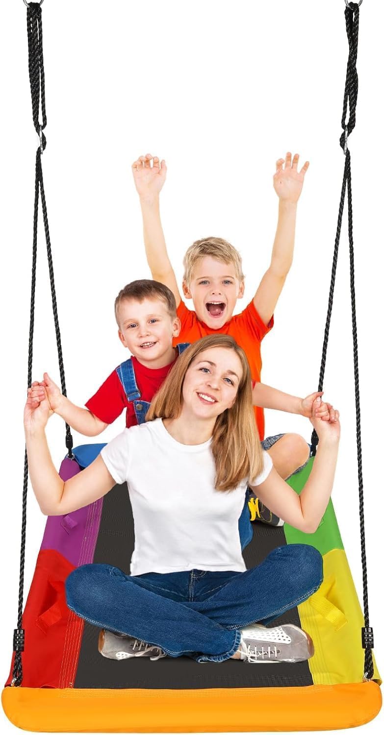 Children's nest swing with a load capacity of up to 300 kg, adjustable rope, outdoor garden playground for children's swing, climbing ladder