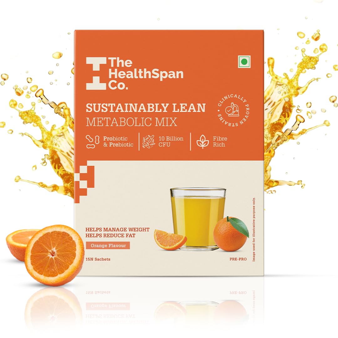 The Healthspan Co. Metabolically Lean for Weight Management, Boosts Metabolism & Reduces Cravings, Weight Loss for Men & Women, 10 Billion CFU Probiotic + L-Carnitine, Rich in Fiber, 15 Days Pack