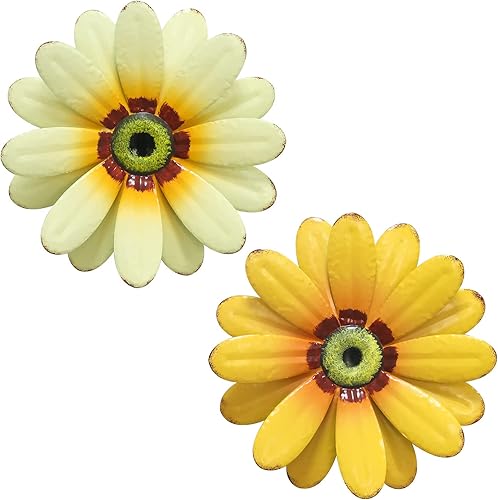 YEAHOME Decoración de pared de girasol de 10 pulgadas, decoración de pared de flores de metal, decoración de jardín de primavera de girasol,
