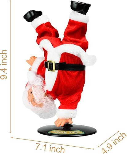 Miniatura 2 de SdeNow Papá Noel cantando bailando, Papá Noel giratorio invertido de Navidad, muñecos musicales eléctricos de Navidad, juguetes de peluche