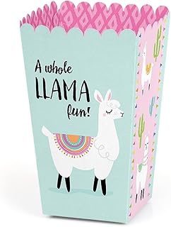 Big Dot of Happiness Whole Llama Fun - Llama Fiesta Baby Shower or Birthday Party Favor Popcorn Treat Boxes - Set of 12