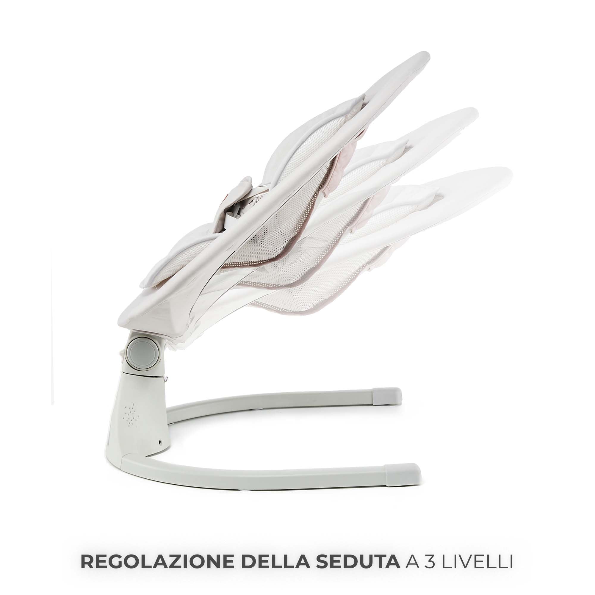 Kinderkraft TULSY - Altalena elettrica, 5 livelli di intensità, sedia a dondolo per neonati, 12 melodie preimpostate, giocattoli rimovibili, regolabile, leggera, Bluetooth e USB, cintura a 5 punti