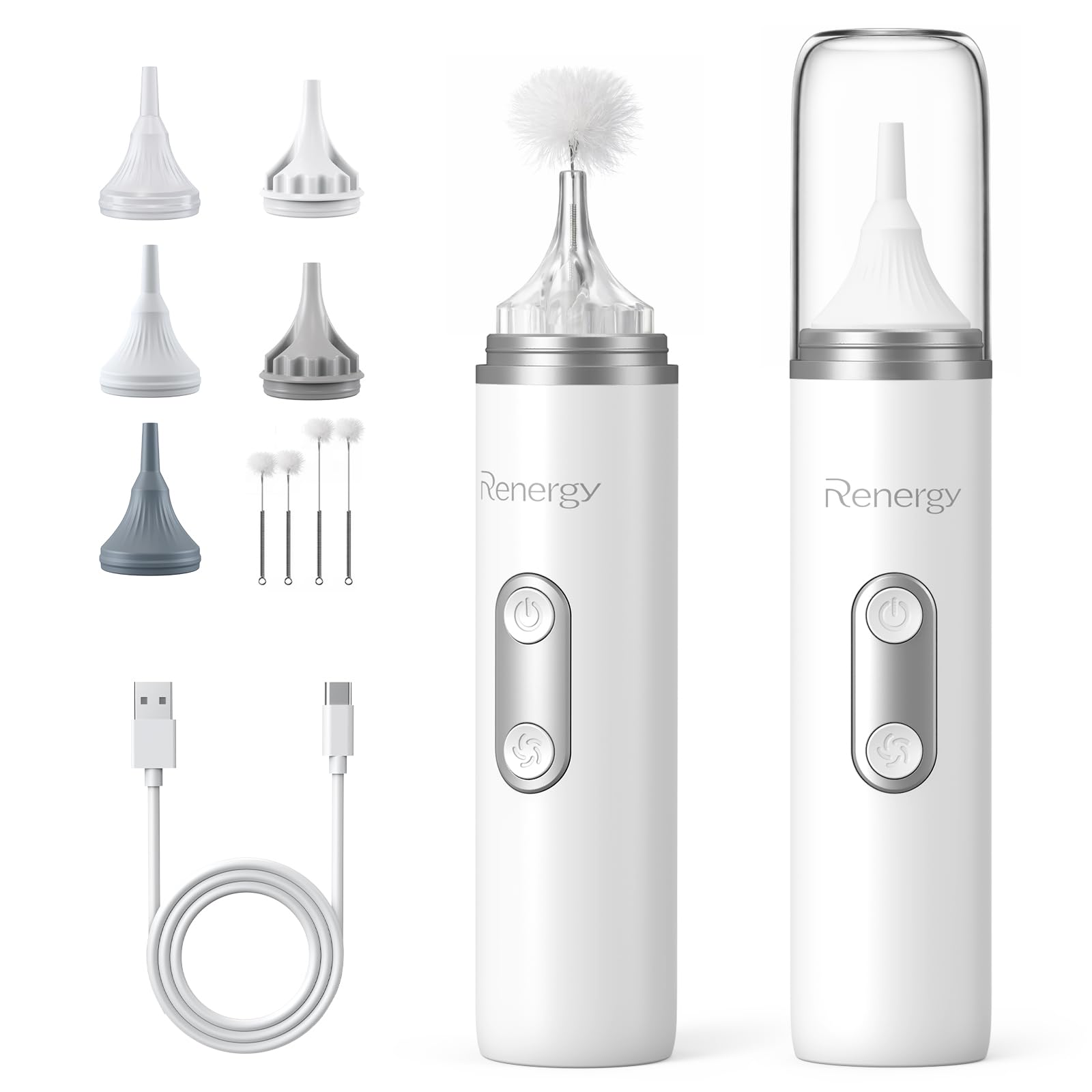 Renergy Ear Dryer Rechargeable Ear Water Drying Aid with Red Light Therapy Electric Ear Water Remover with 3