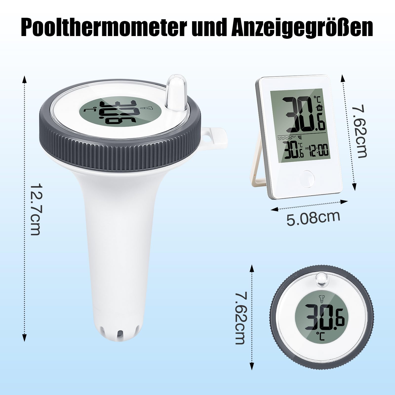 Funk PoolThermometer WiFi - Drahtloser Wassertemperatur Sensor Mit LCD Display