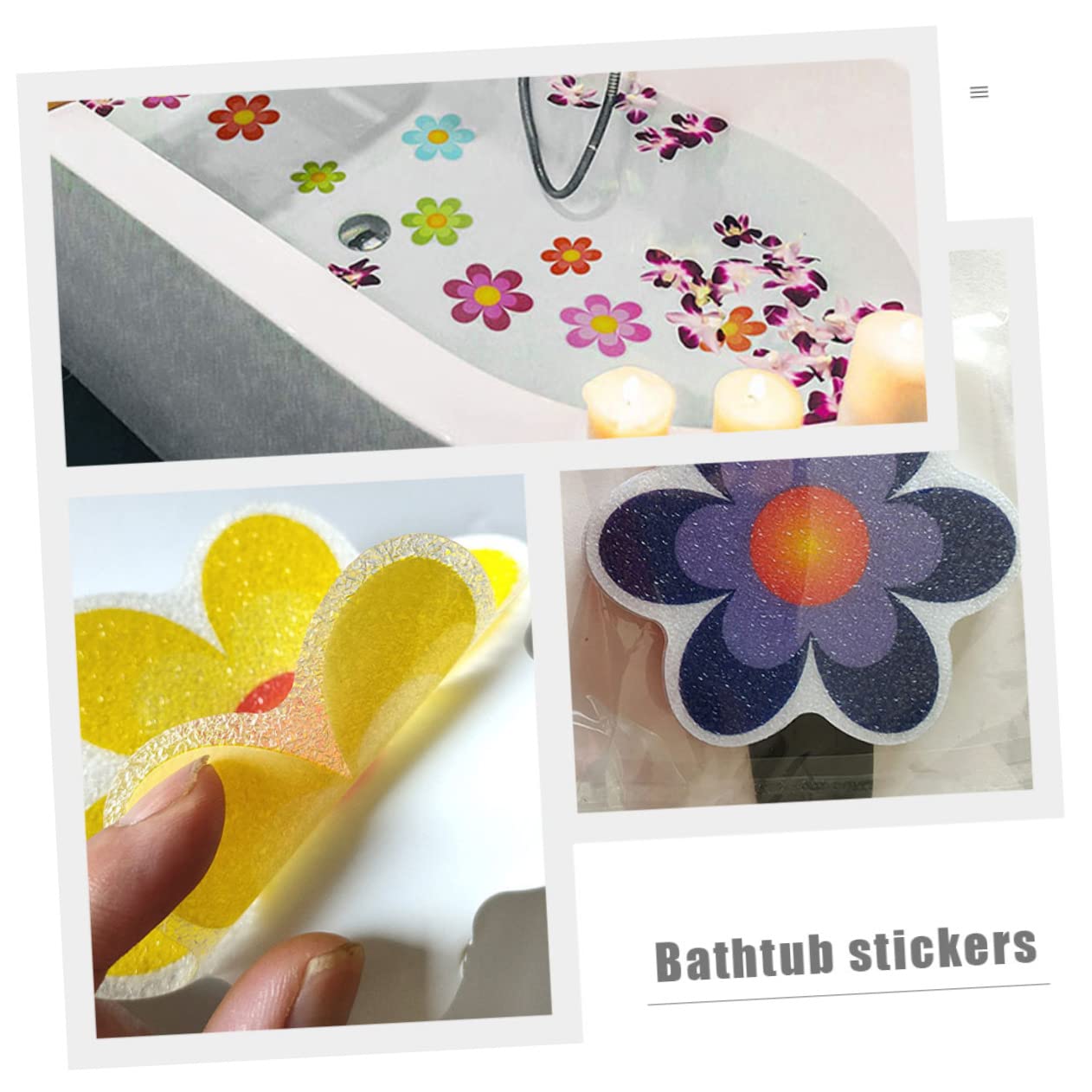 4 Juegos Adhesivos Antideslizantes para Flores. contra El Baño Pegatinas Ducha Antideslizante Calcomanías Apliques Anti Baño De Polivinilo Alcachofa De La Ducha Niño Fijado