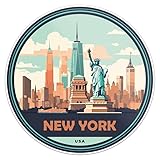 Uinted States New York City Sticker - Waterproof Vinyl Decal for Car Bumper, Laptop, Water Bottle, Luggage, Wall, and Window, Size - 3'' X 3''