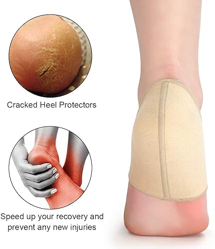 Miniatura 4 de SQHT Protectores de talón para talones agrietados, alivian el dolor de talón de fascitis plantar, espolón de talón, Aquiles (grande (para mujeres