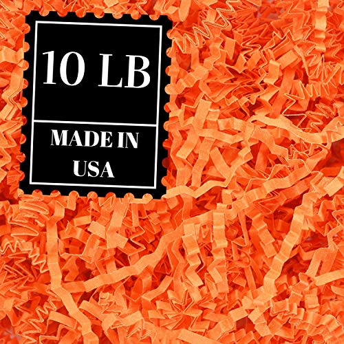 Mrs Fizz Crinkle Cut Paper Shred Filler for Packing and Filling Gift Baskets (10 LB) Orange