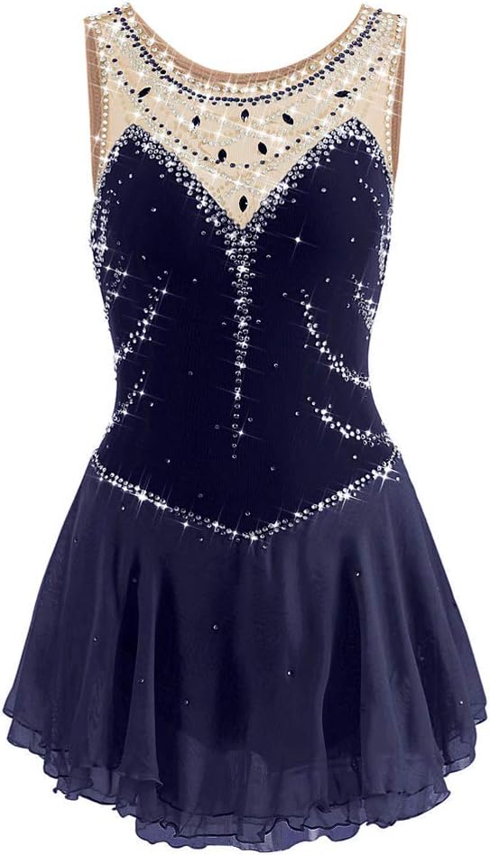 Women's Sleeveless Figure Skating Competition Dress Girls' Ice Roller Skating Costume Gymnastic Leotard Wear