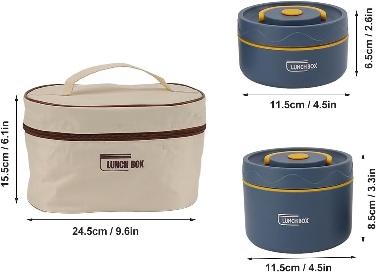 ZJchao Stainless Steel Insulated Lunch Box, Leakproof, Stackable, Thermal Lunch Bag with Cutlery Set, 59 Oz, for Work Camping Outdoor. Cylindrical Food Containers with Spoon, (4
