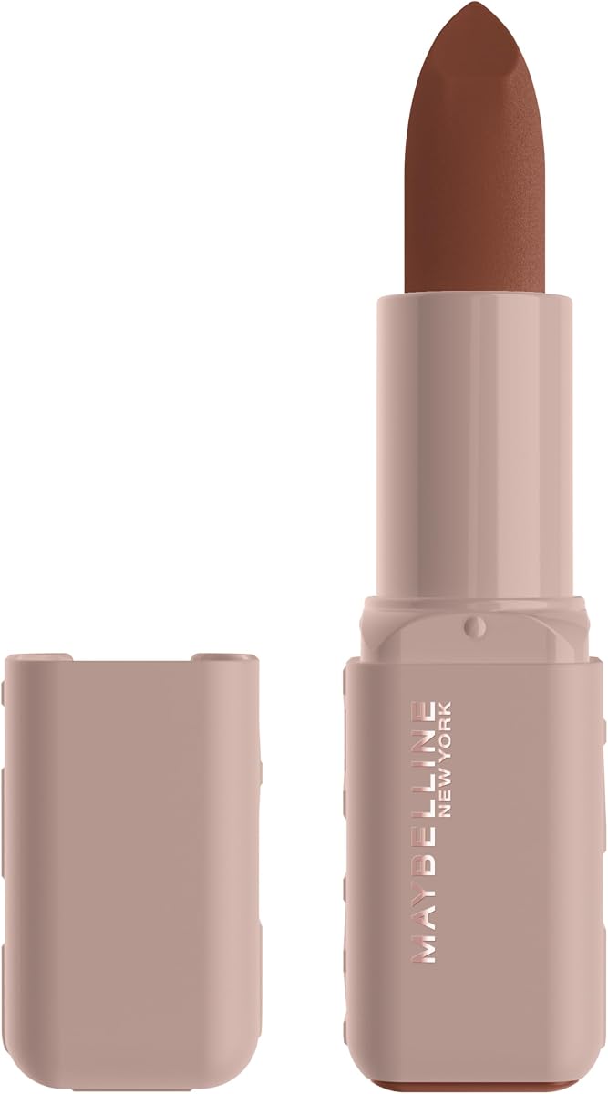 MAYBELLINE Serum Lipstick, maquillaje hidratante para labios con 8 horas de humedad para rellenar los labios con ácido hialurónico + mezcla de aceite, Avenue A (marrón chocolate intenso mate)