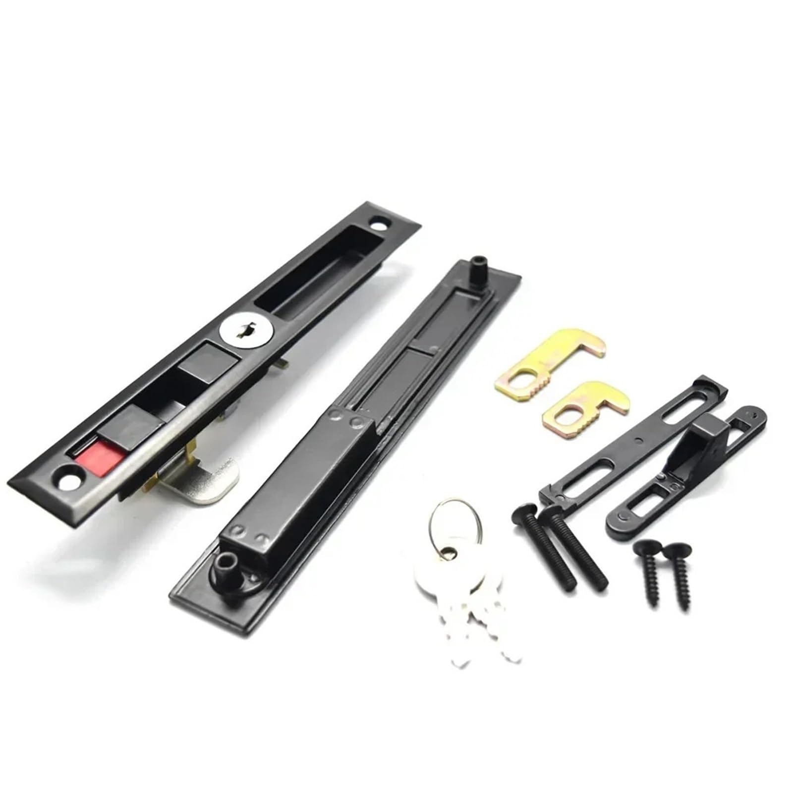 Cerradura de puerta corredera negra con 2 llaves de latón, accesorios de baño, pestillo for muebles, 1 unidad(Black No Key)