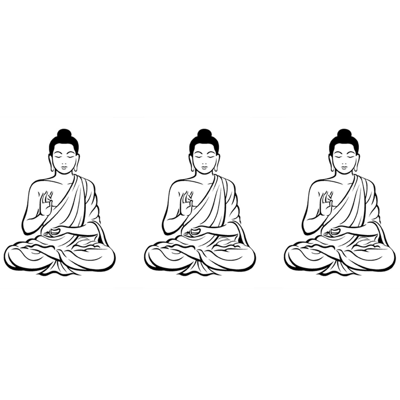Hndhbfgrt 3X DIY Black Wall Sticker Meditating Buddha Decal Removable Art Mural Home Decor