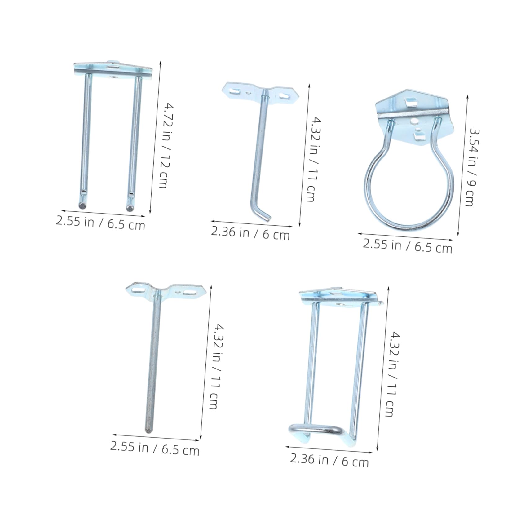 GLEAVI 5pcs Tool Holder Hooks Metal Pegboard Accessories Easy to Install Space-Saving for Home Garage Office Organizati