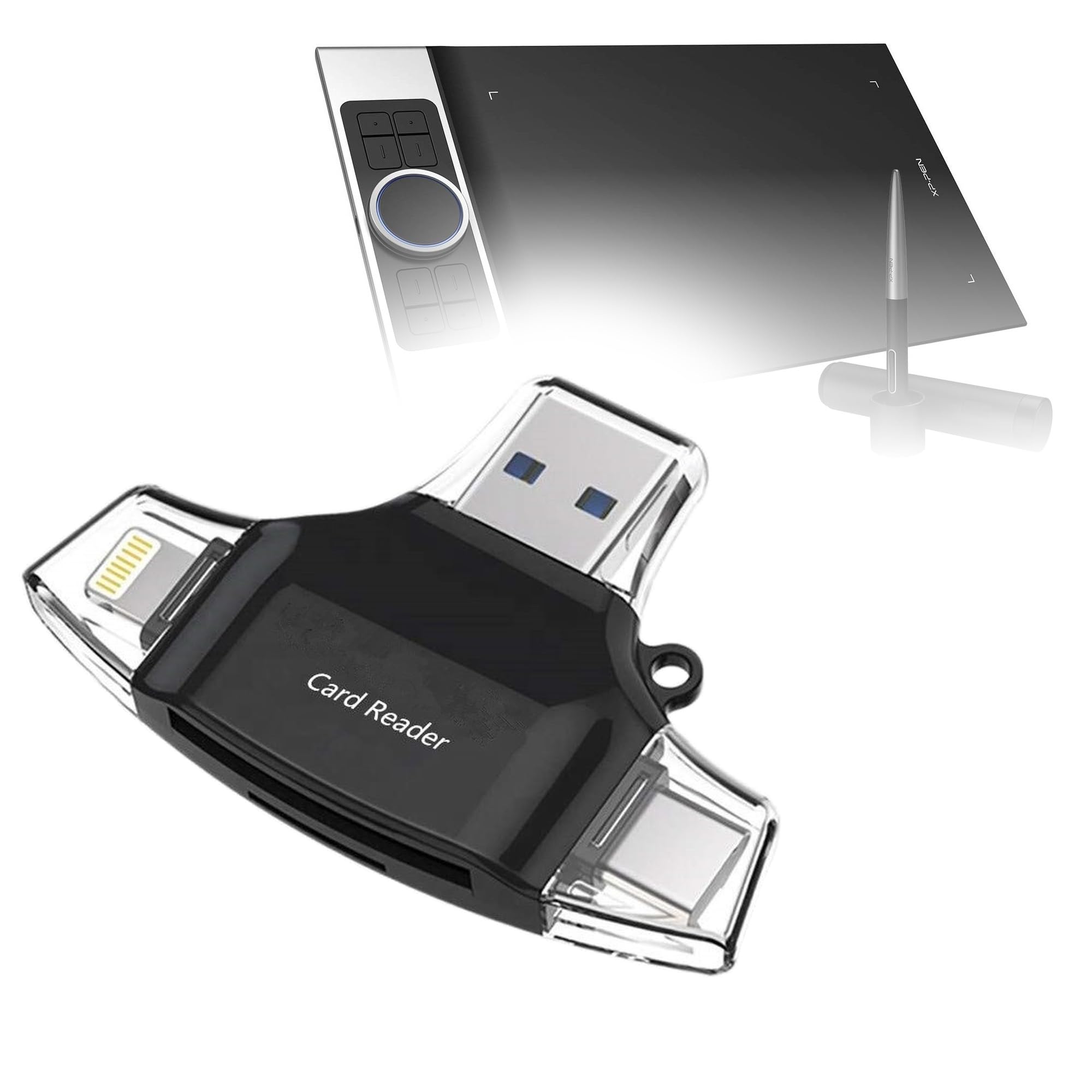 BoxWave Smart Gadget Compatible with XP-Pen Deco M - AllReader SD Card Reader, microSD Card Reader SD Compact USB - Jet Black-image-5