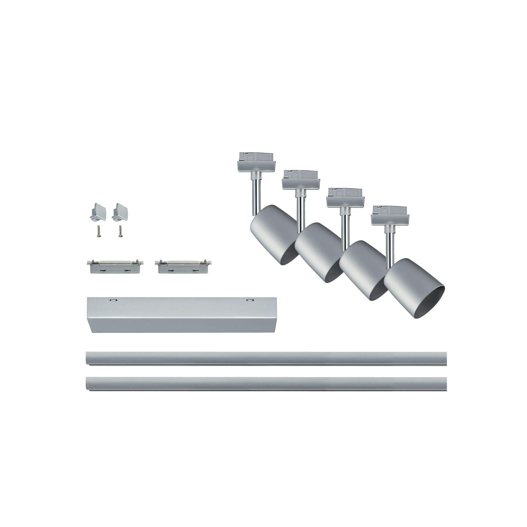 Paulmann 96897 URail Sistema di illuminazione a binario Set Cover max. 4 binari luminosi da 10 Watt cromo opaco, cromo lampada da soffitto metallo, plastica binari a soffitto GU10