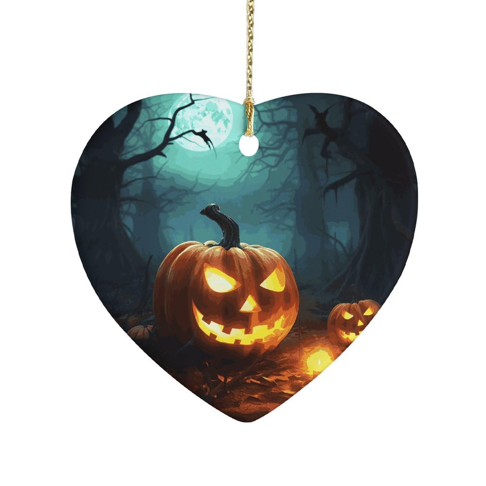 Fekiloot Style Happy Halloween Pumpkins Ceramic Ornament Home Decor Keepsake