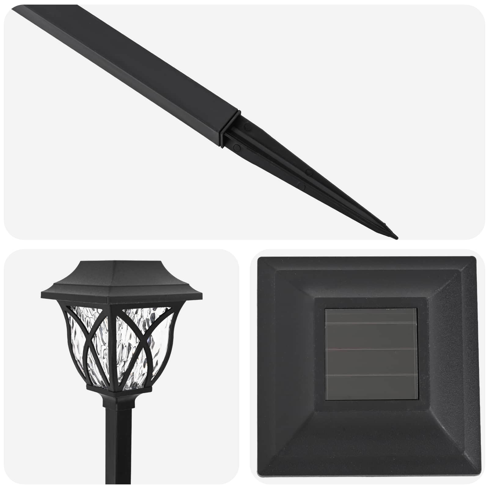 vidaXL Zewnętrzne lampy solarne ze szpikulcem podłogowym 12 szt. 42 cm PP, ogród, dziedziniec - nowoczesne solarne lampy LED, odporne na warunki atmosferyczne, oświetlenie zewnętrzne, opcje