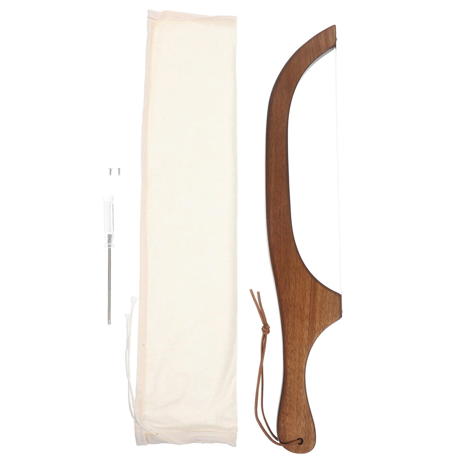 Alipis Bread Slicer for Homemade Bread Wooden Sourdough Bread Knives with Bow Design Stainless Steel Serrated Saw Bread Cutter for Bagels Toast